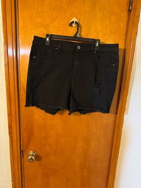 Wax Jean Black Distressed Cutoff Denim Shorts